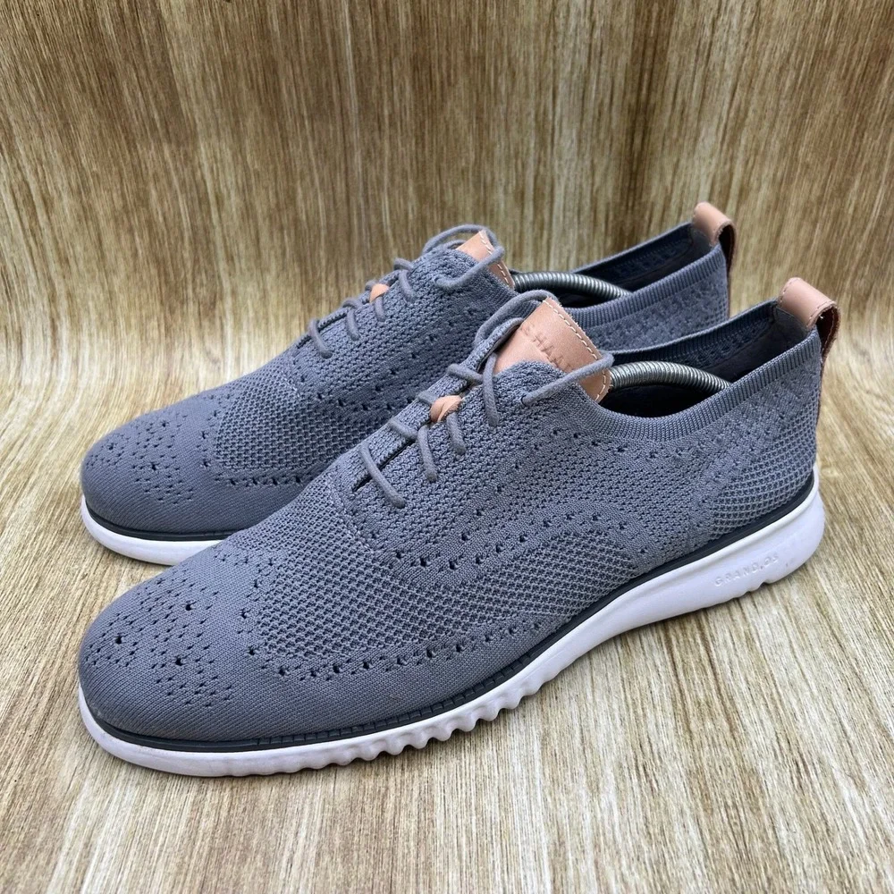 Cole Haan 2.Zerogrand Stitchlite Wingtip Oxford Men's Size 11 M Gray Knit C27947